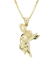 10K Yellow Gold Box  Angel Necklace | Appx. 6.3 Grams