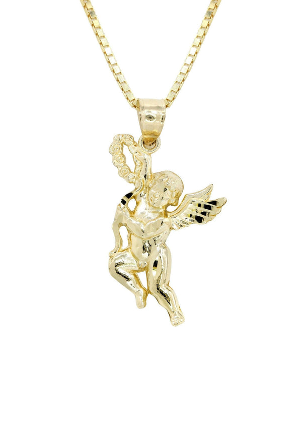 10K Yellow Gold Box  Angel Necklace | Appx. 6.3 Grams