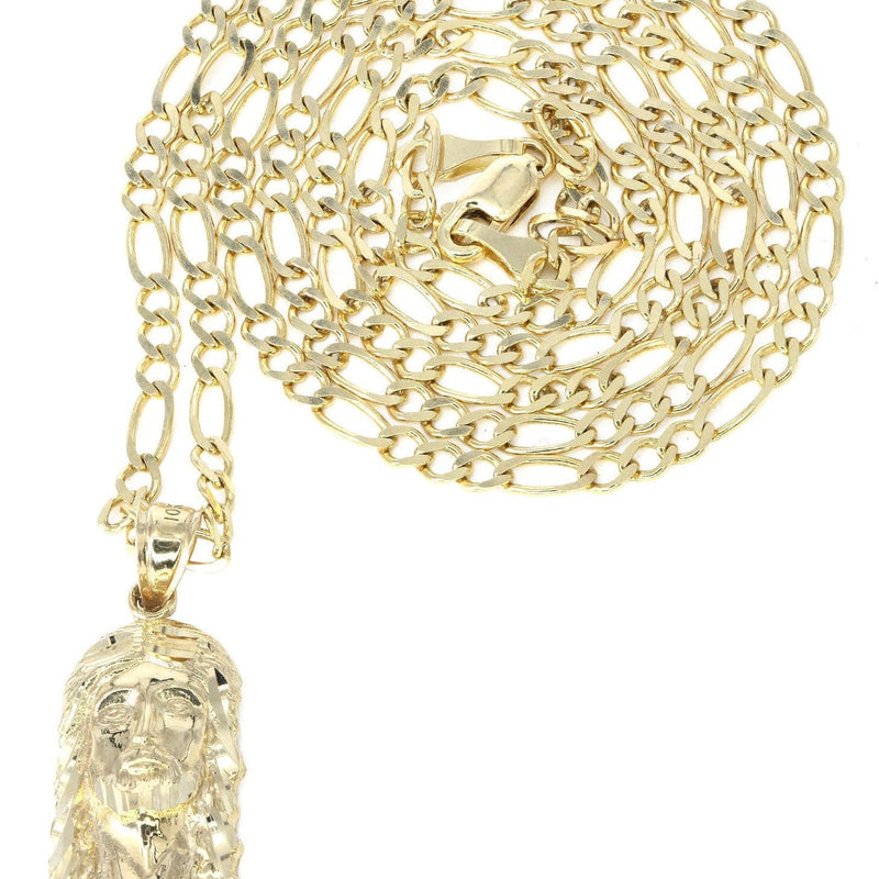 10K Yellow Gold Figaro  Jesus Piece Chain | Appx. 6.2 Grams
