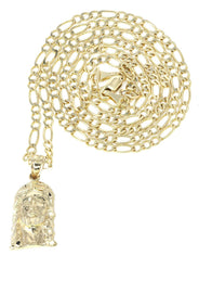 10K Yellow Gold Figaro  Jesus Piece Chain | Appx. 6.2 Grams