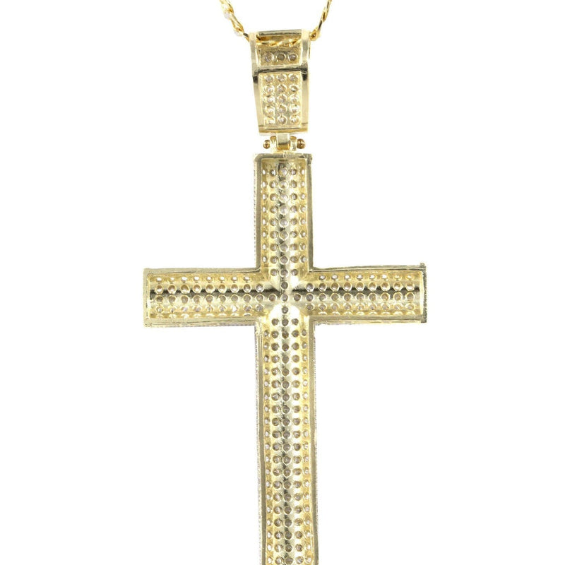 10K Yellow Gold Pave Cross Necklace | Appx. 13.1 Grams