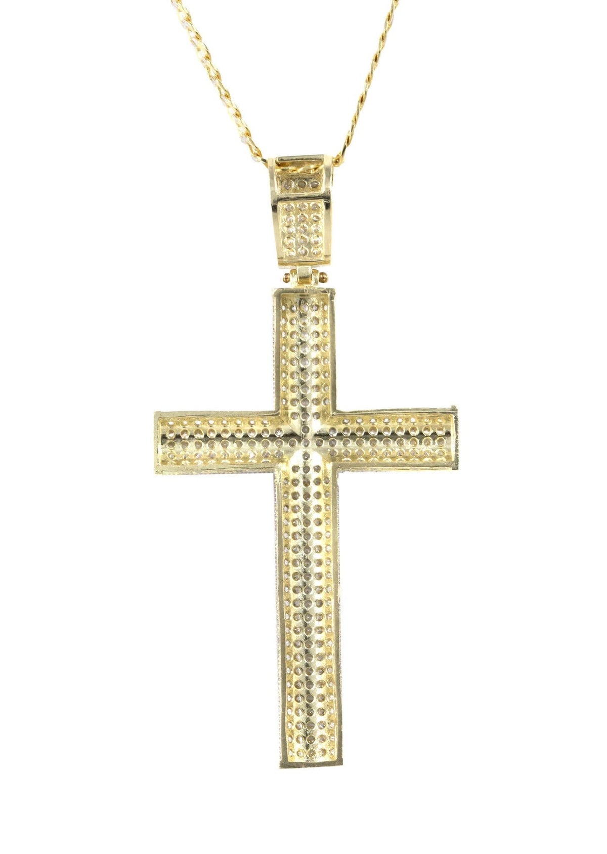 10K Yellow Gold Pave Cross Necklace | Appx. 13.1 Grams