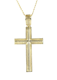 10K Yellow Gold Pave Cross Necklace | Appx. 13.1 Grams