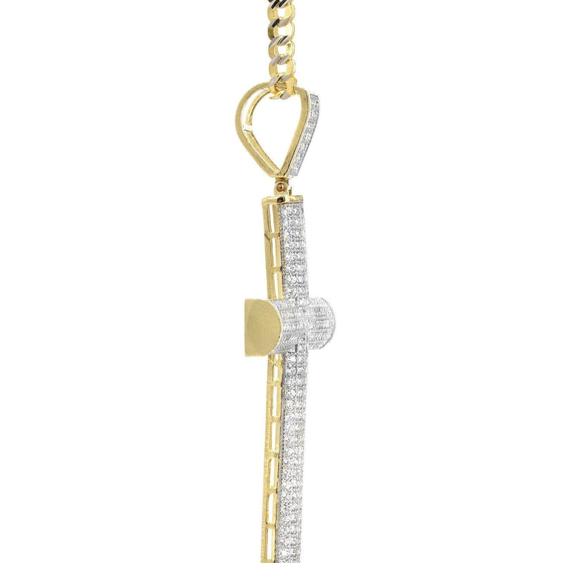 10K Yellow Gold Pave Cross Necklace | Appx. 13.1 Grams