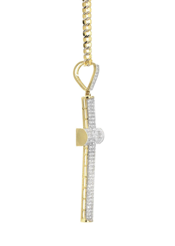 10K Yellow Gold Pave Cross Necklace | Appx. 13.1 Grams