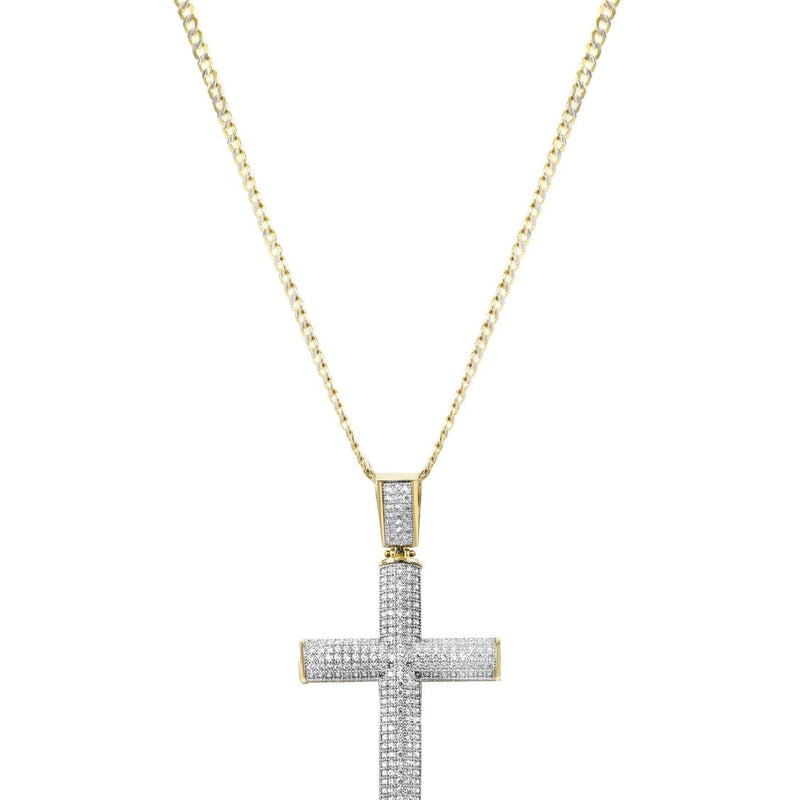 10K Yellow Gold Pave Cross Necklace | Appx. 13.1 Grams
