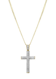 10K Yellow Gold Pave Cross Necklace | Appx. 13.1 Grams