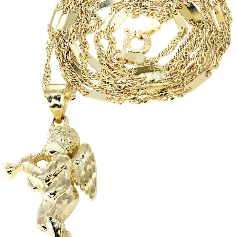 10K Yellow Gold Fancy Link  Angel Necklace | Appx. 4.8 Grams