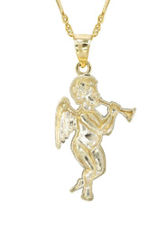 10K Yellow Gold Fancy Link  Angel Necklace | Appx. 4.8 Grams