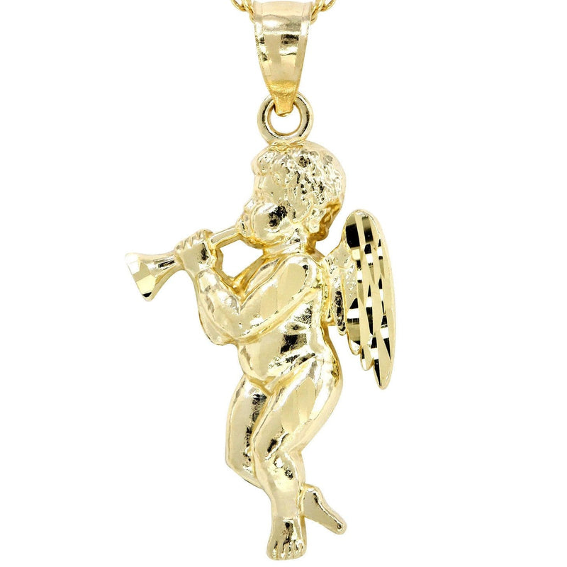 10K Yellow Gold Fancy Link  Angel Necklace | Appx. 4.8 Grams