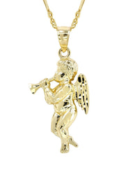 10K Yellow Gold Fancy Link  Angel Necklace | Appx. 4.8 Grams