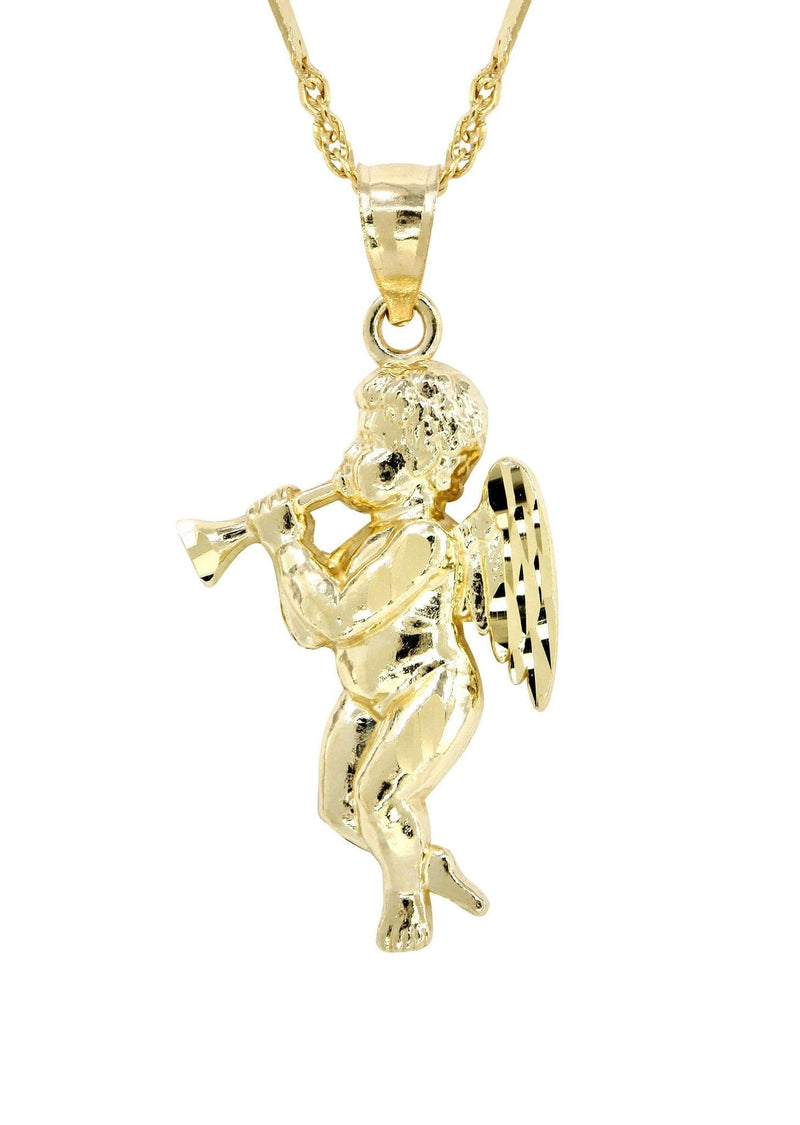 10K Yellow Gold Fancy Link  Angel Necklace | Appx. 4.8 Grams