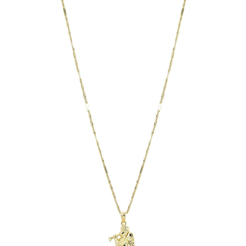 10K Yellow Gold Fancy Link  Angel Necklace | Appx. 4.8 Grams