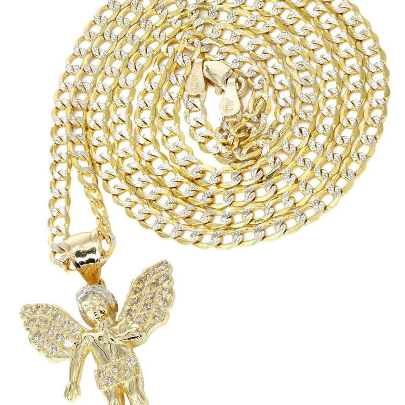 10K Yellow Gold Pave   Angel Necklace | Appx. 8.5 Grams