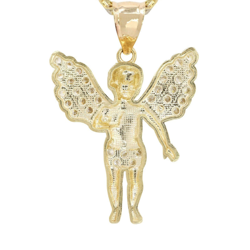 10K Yellow Gold Pave   Angel Necklace | Appx. 8.5 Grams