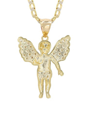 10K Yellow Gold Pave   Angel Necklace | Appx. 8.5 Grams