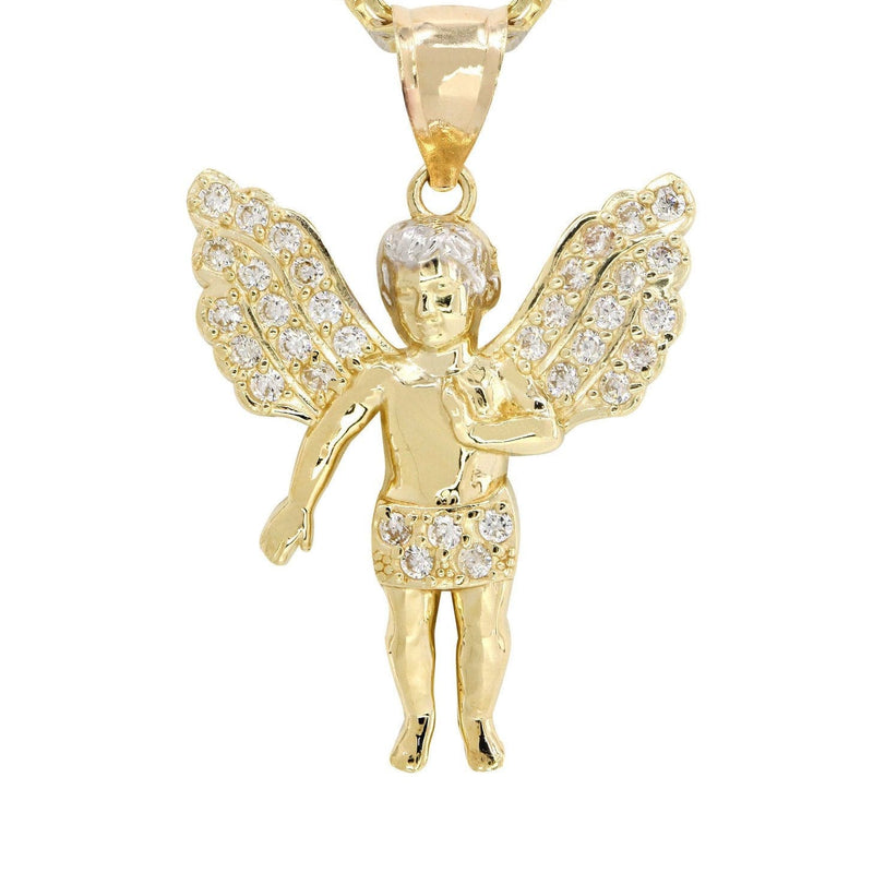 10K Yellow Gold Pave   Angel Necklace | Appx. 8.5 Grams