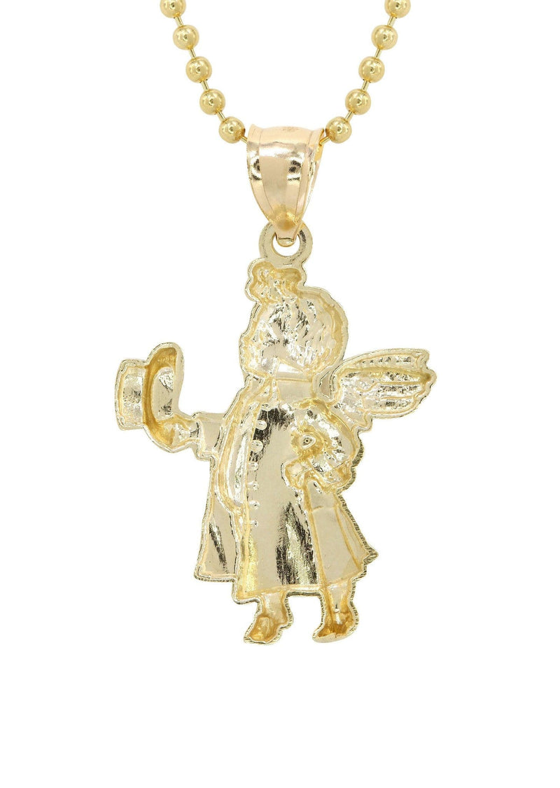 10K Yellow Gold Dog Tag  Angel Necklace | Appx. 8.5 Grams