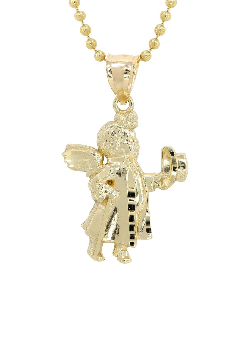 10K Yellow Gold Dog Tag  Angel Necklace | Appx. 8.5 Grams