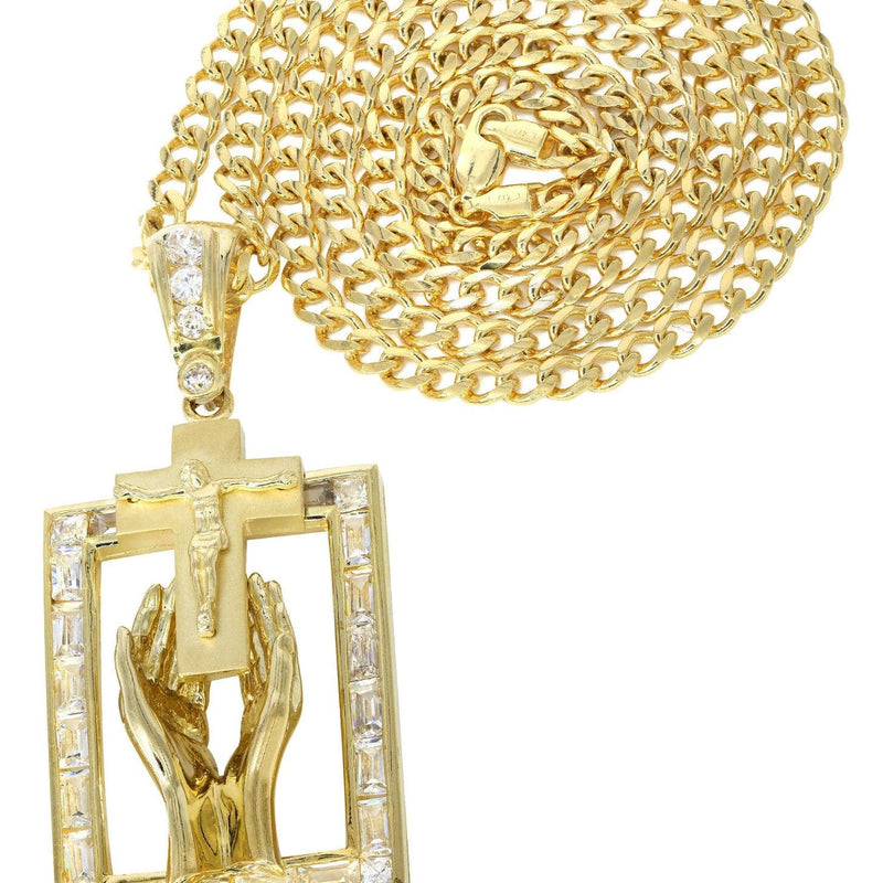 10K Yellow Gold Praying Hands Pendnat | Appx. 33 Grams