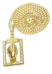 10K Yellow Gold Praying Hands Pendnat | Appx. 33 Grams