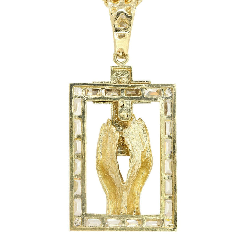 10K Yellow Gold Praying Hands Pendnat | Appx. 33 Grams