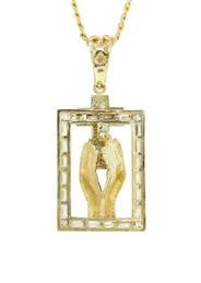 10K Yellow Gold Praying Hands Pendnat | Appx. 33 Grams