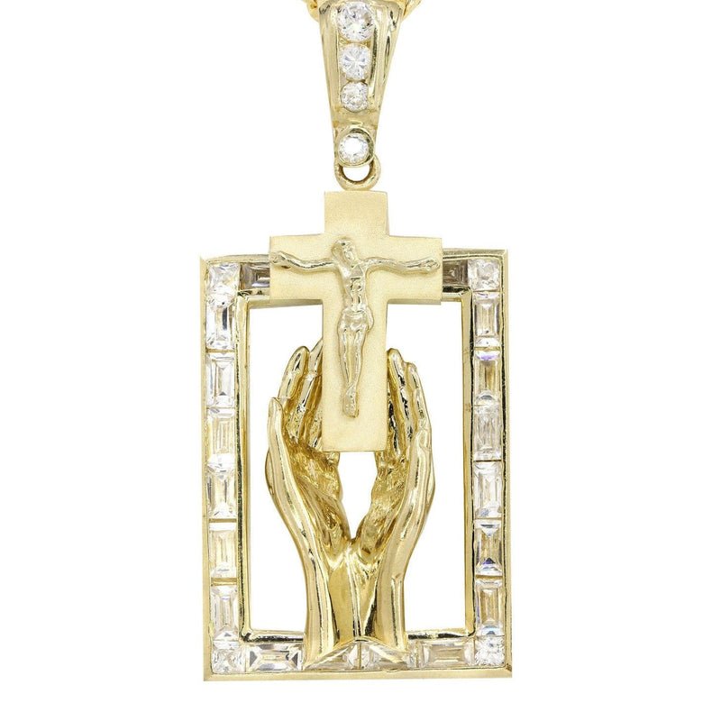 10K Yellow Gold Praying Hands Pendnat | Appx. 33 Grams