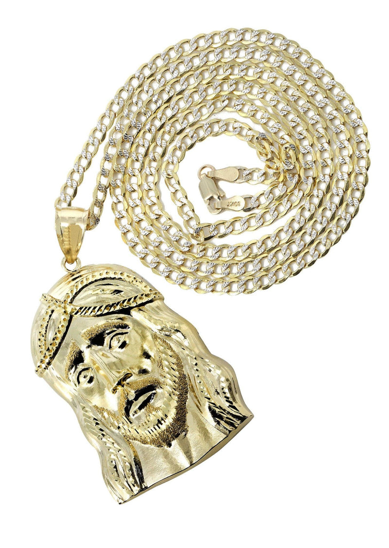 10K Yellow Gold Pave   Jesus Piece Chain | Appx. 11.2 Grams