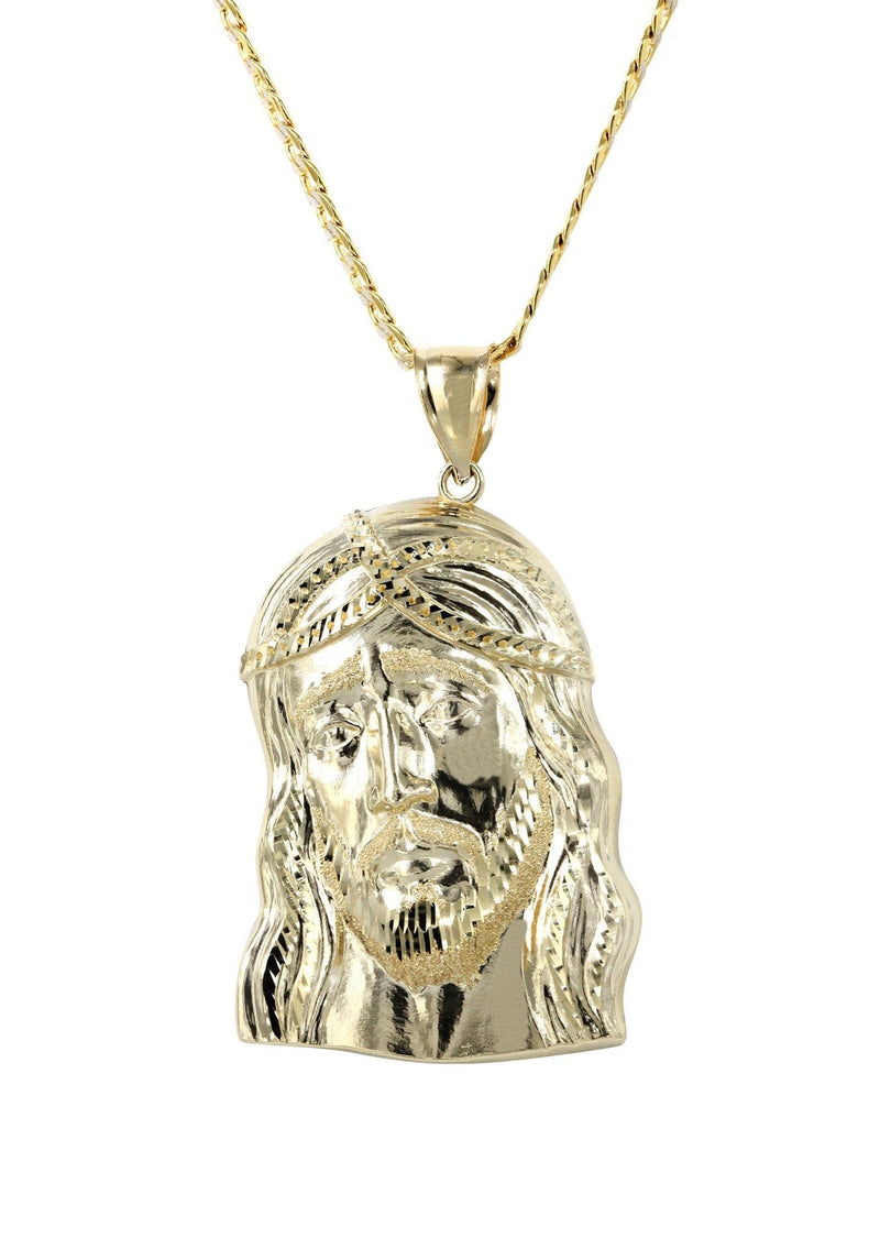 10K Yellow Gold Pave   Jesus Piece Chain | Appx. 11.2 Grams
