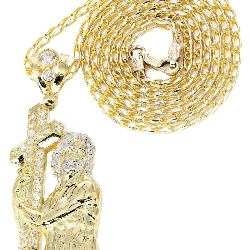 10K Yellow Gold Fancy Link  Jesus Piece Chain | Appx. 14.6 Grams