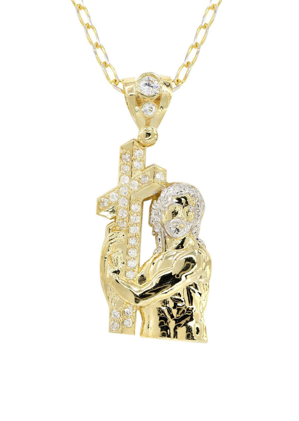 10K Yellow Gold Fancy Link  Jesus Piece Chain | Appx. 14.6 Grams