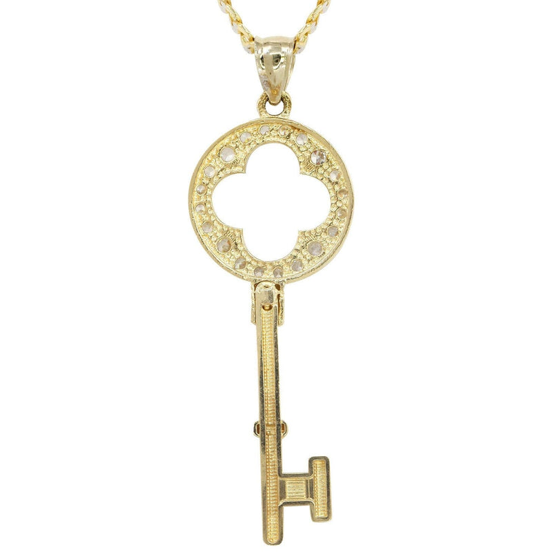 10K Yellow Gold Pave   Key Necklace | Appx. 8.5 Grams