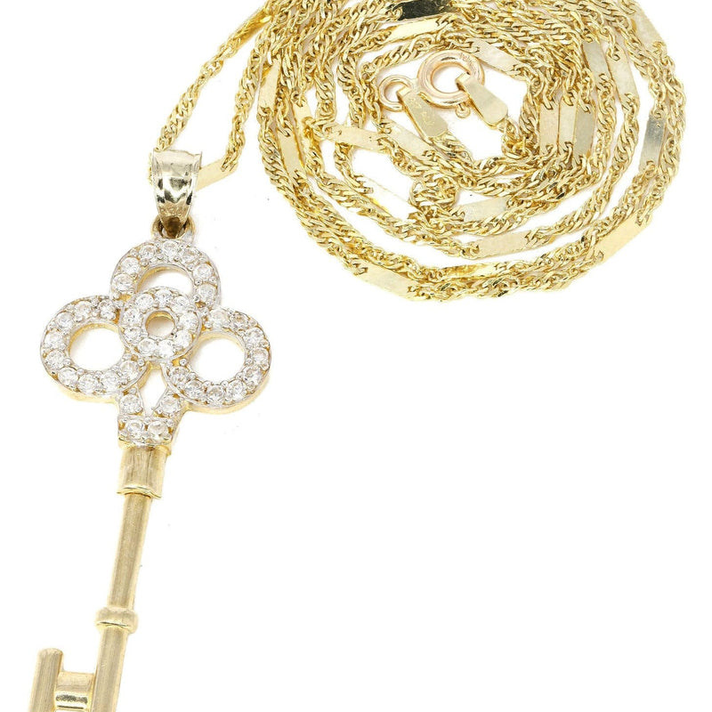 10K Yellow Gold Fancy Link  Key Necklace | Appx. 5.2 Grams