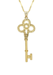 10K Yellow Gold Fancy Link  Key Necklace | Appx. 5.2 Grams