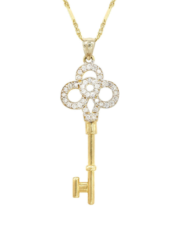 10K Yellow Gold Fancy Link  Key Necklace | Appx. 5.2 Grams