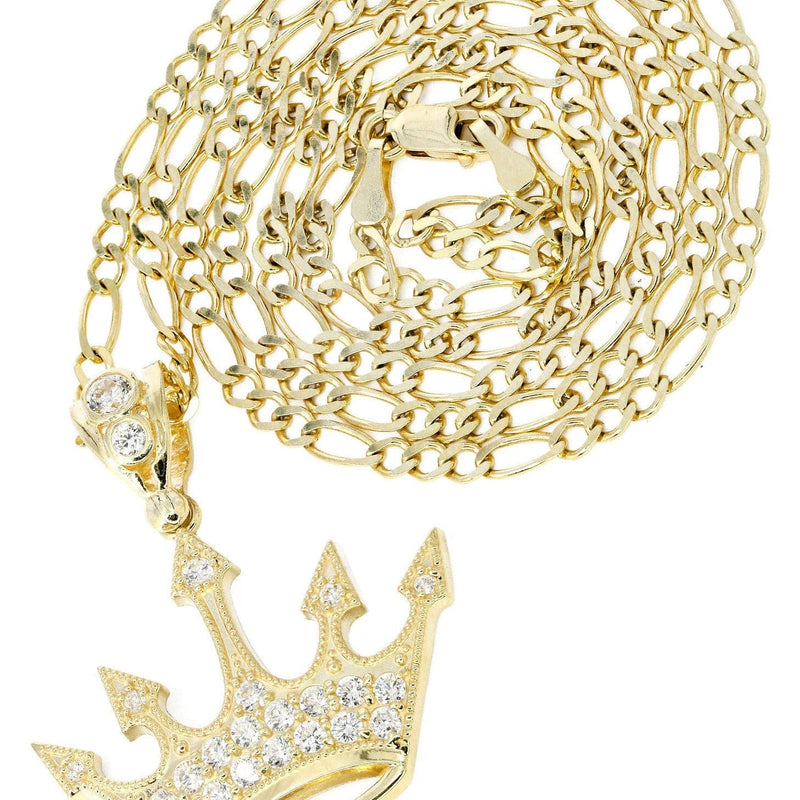 10K Yellow Gold Figaro  Crown Necklace | Appx. 8.2 Grams