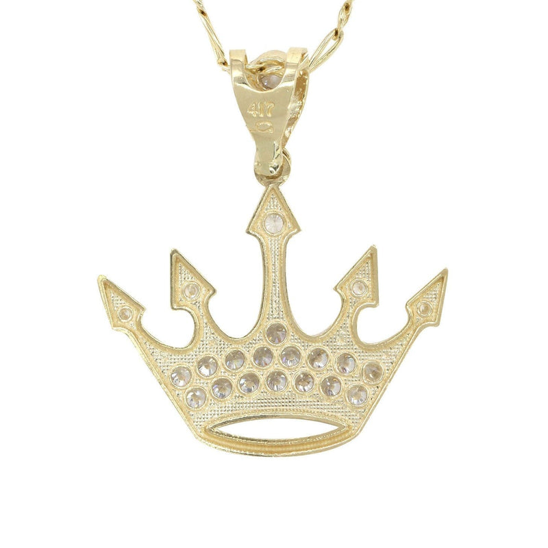 10K Yellow Gold Figaro  Crown Necklace | Appx. 8.2 Grams