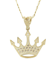 10K Yellow Gold Figaro  Crown Necklace | Appx. 8.2 Grams