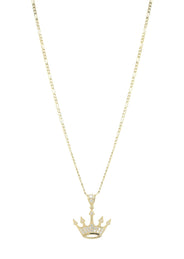 10K Yellow Gold Figaro  Crown Necklace | Appx. 8.2 Grams