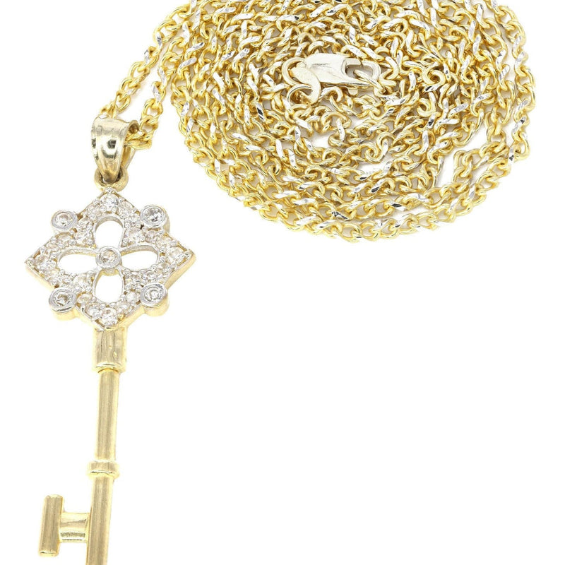 10K Yellow Gold Fancy Link  Key Necklace | Appx. 9.3 Gram