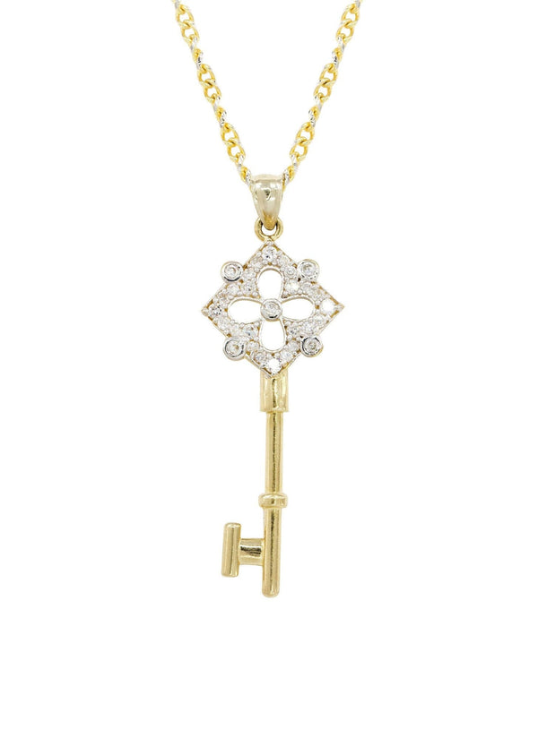 10K Yellow Gold Fancy Link  Key Necklace | Appx. 9.3 Gram