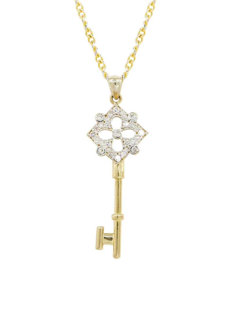 10K Yellow Gold Fancy Link  Key Necklace | Appx. 9.3 Gram
