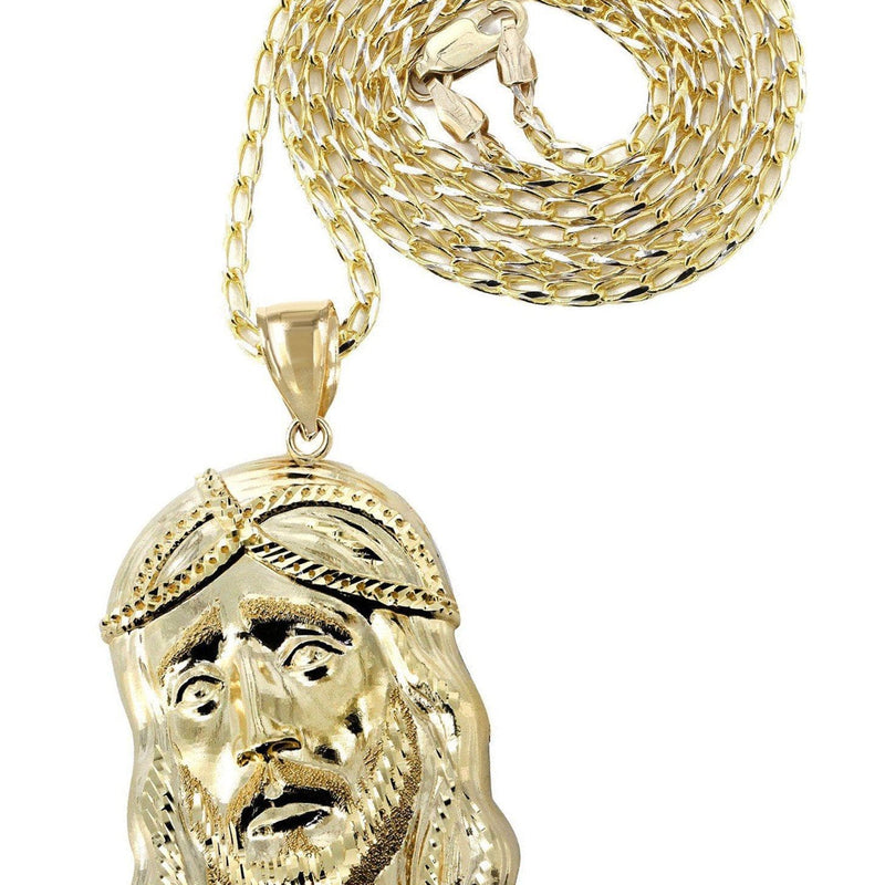 10K Yellow Gold Fancy Link  Jesus Piece Chain | Appx. 15.2 Grams