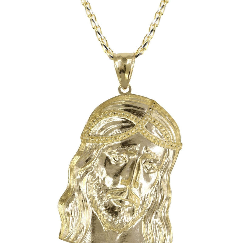 10K Yellow Gold Fancy Link  Jesus Piece Chain | Appx. 15.2 Grams