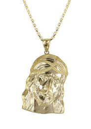 10K Yellow Gold Fancy Link  Jesus Piece Chain | Appx. 15.2 Grams