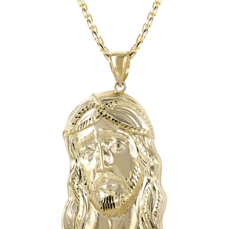 10K Yellow Gold Fancy Link  Jesus Piece Chain | Appx. 15.2 Grams