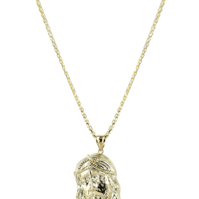 10K Yellow Gold Fancy Link  Jesus Piece Chain | Appx. 15.2 Grams