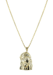 10K Yellow Gold Fancy Link  Jesus Piece Chain | Appx. 15.2 Grams
