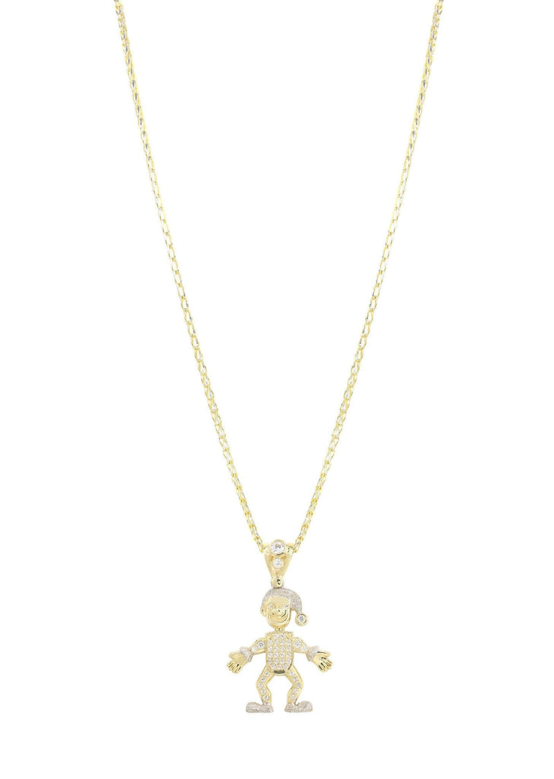 10K Yellow Gold Fancy Link  Children Necklace | Appx. 12.8 Grams